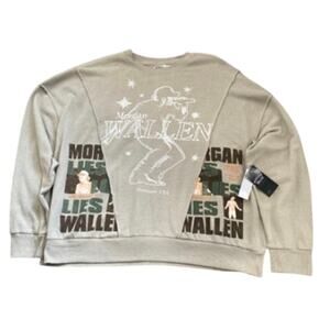 NWT Morgan Wallen Split Graphic Crewneck Sweatshirt 3XL Khaki Beige